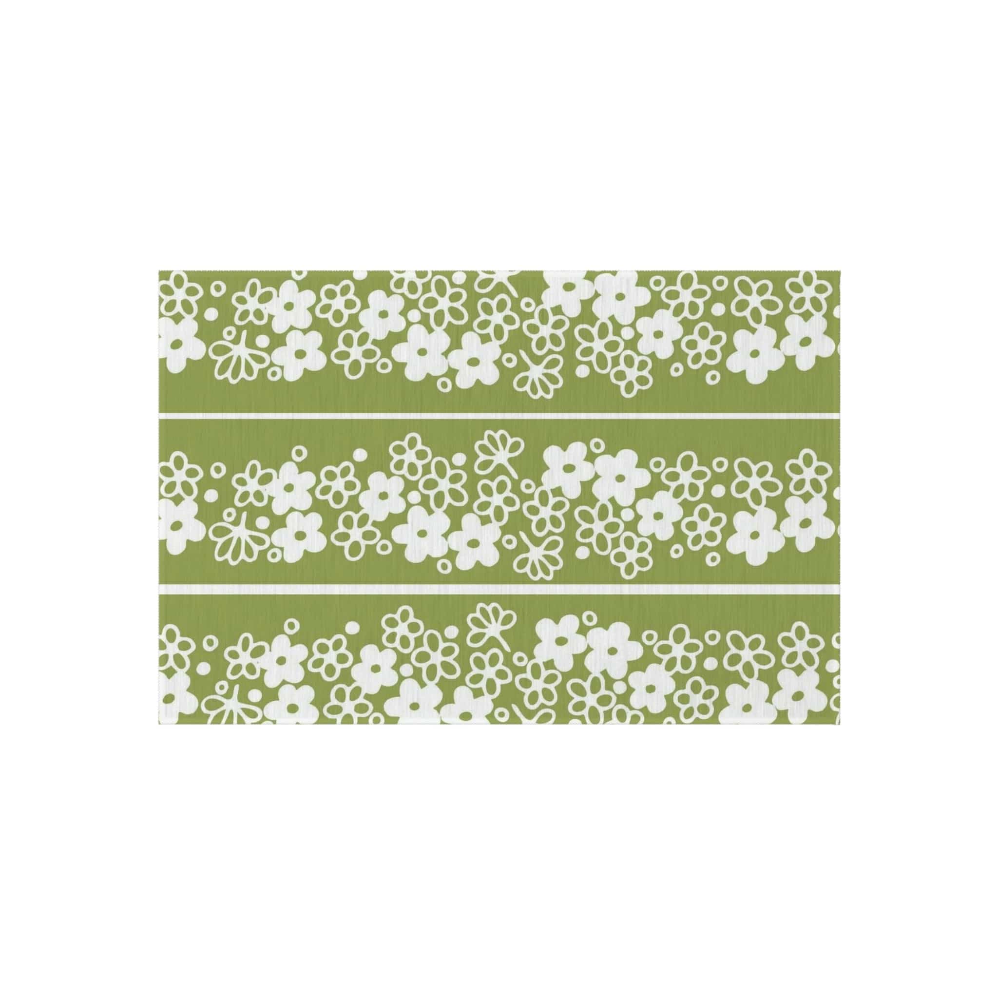 Mid Mod, Blossom Daisy, Retro Green, White, Indoor/Outdoor Large Area Rug Home Decor 24&quot; × 36&quot;