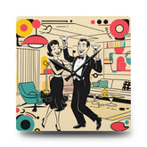 Mid Mod Couple Retro Cocktail Party Acrylic Wall Clock - Fun Vintage Design for Home Decor - Mid Century Modern Gal