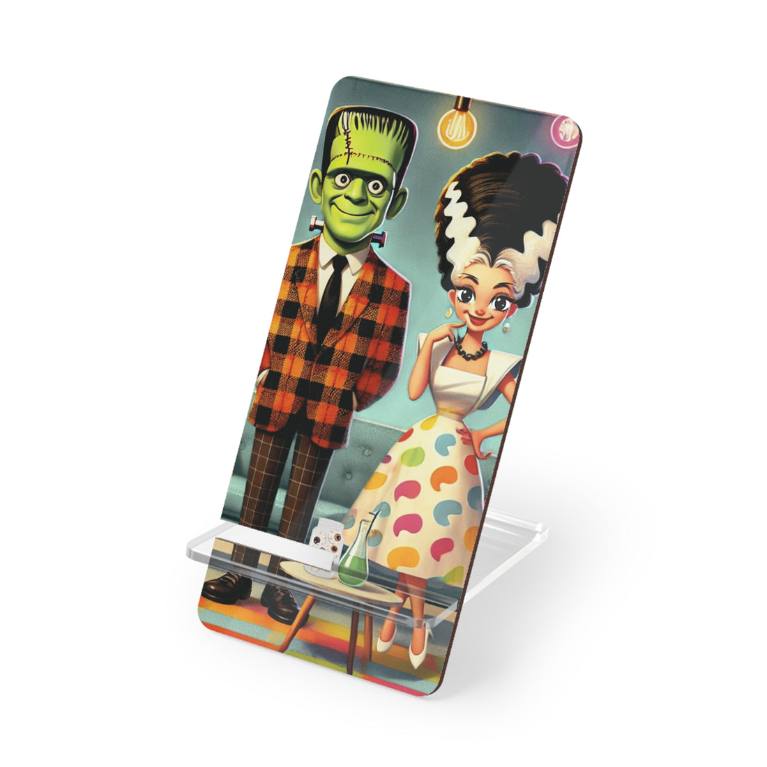 Frankenstein &amp; Bride Mobile Display Stand - Cute Retro Phone Holder - Mid Century Modern Gal