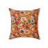 1970s Harvest Gold, Orange, Faux Embroidered Pillow And Insert - Mid Century Modern Gal