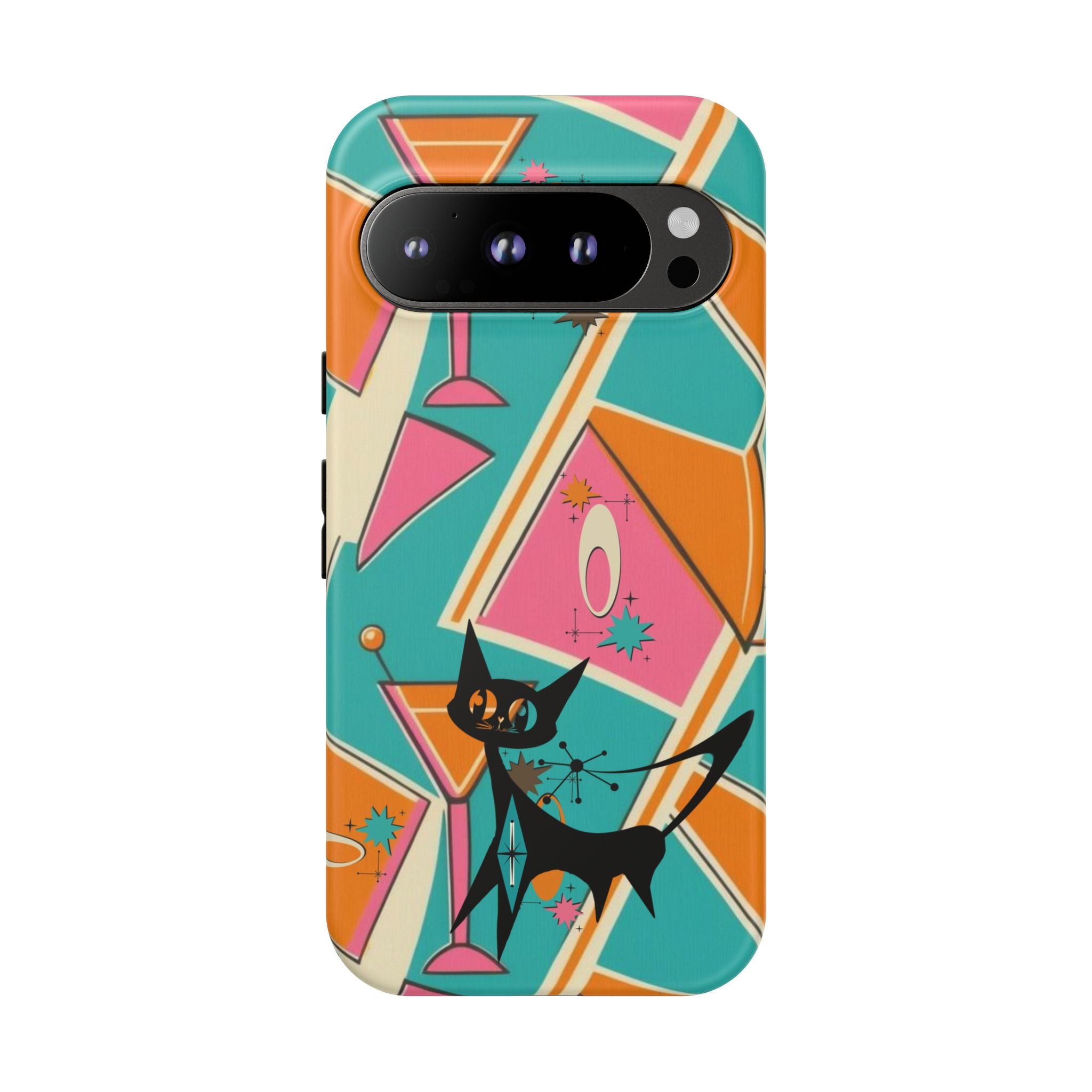 Atomic Cat Mid Mod Retro Cat Phone Case - Tough Cases for Stylish Cat Lovers