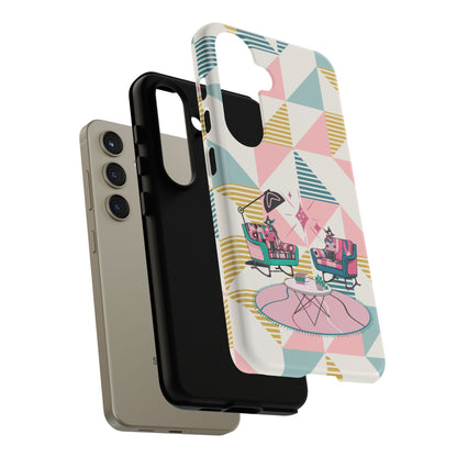 Atomic Cats Reading, Book Talk, Book Lover, Retro Chic Phone Case with Retro Vibe - Cozy Living Room Design