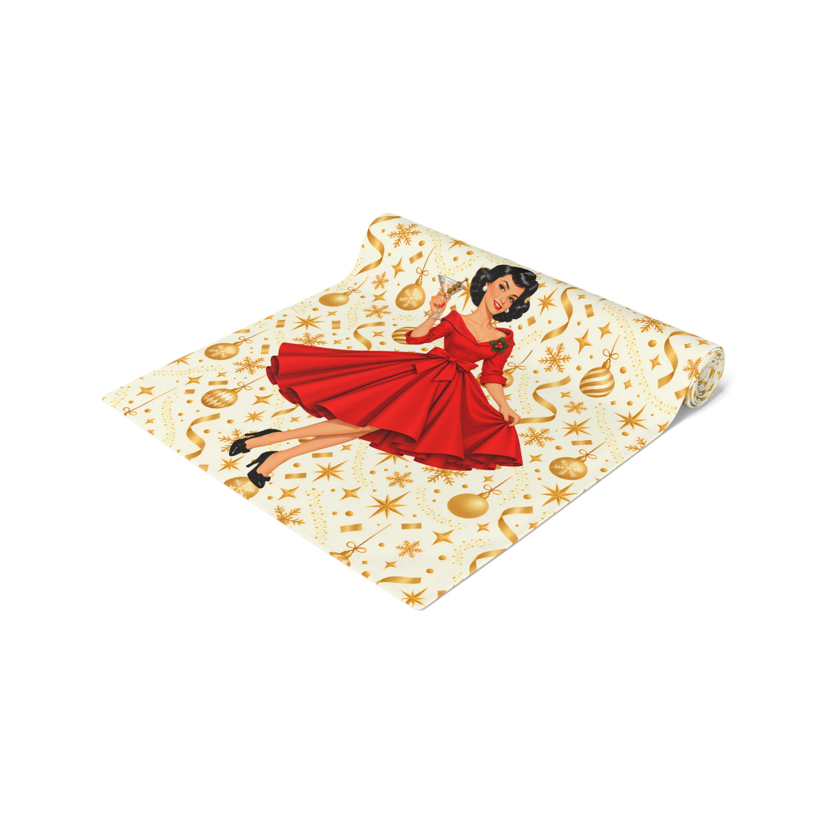 Mid Century Modern Christmas Martini Gal Table Runner