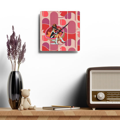60s Mod Gal Retro Atomic Martini Cocktail Mid Century Modern Wall Clock - Mid Century Modern Gal