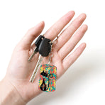 Atomic Cat Mid Mod Rectangular Metal Keychain