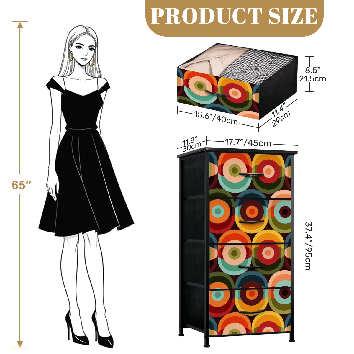 Retro Groovy Mod Space Orb Designed Mid Century Modern 4-Drawer Dresser - Mid Century Modern Gal