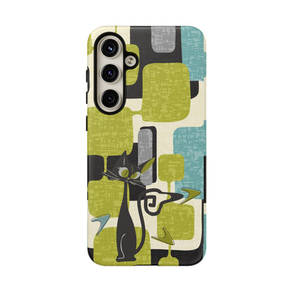 Mid Century Modern Geometric Kitschy Cat, Boomerang Retro Smart Phone Tough Cases