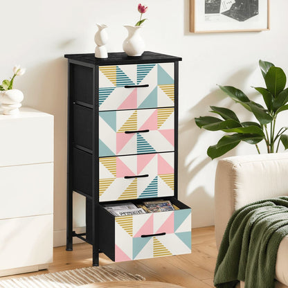 Mid Century Modern Geometric Pastel Design 4-Drawer Dresser - Mid Century Modern Gal