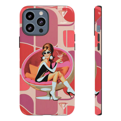 Mid Mod 60s Mod Gal, Kick Back Enjoy, Retro Chic Phone Case with Cocktail Design
