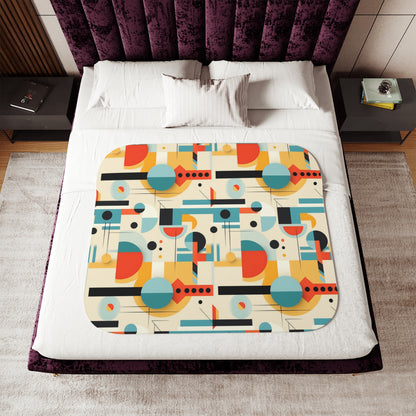 Mid Century Modern Bauhaus Geometric Designed, Retro Sherpa Blanket - Mid Century Modern Gal