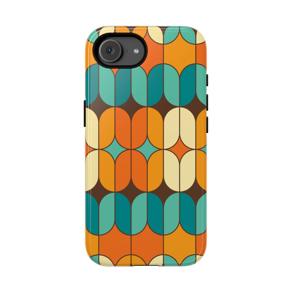 Mid Century Modern Orange, Teal Geometric Mod Designed Tough Phone Case