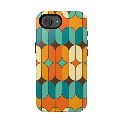 Mid Century Modern Orange, Teal Geometric Mod Designed Tough Phone Case