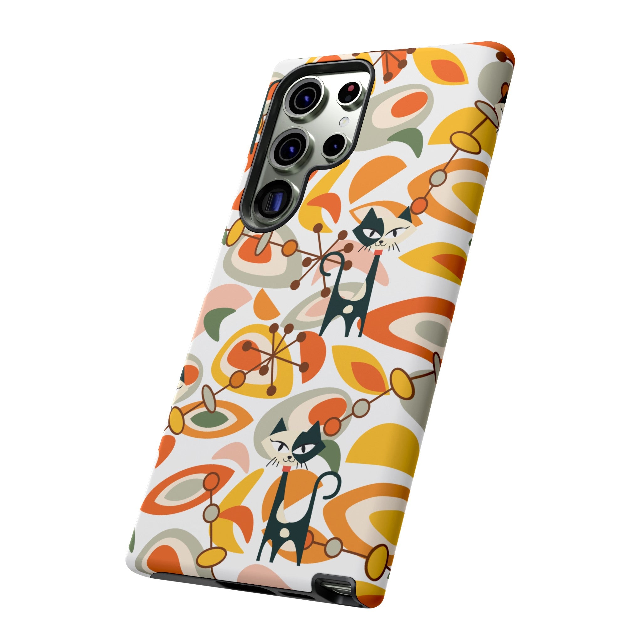 Atomic Cat Mid Mod Orange, Yellow, Groovy Cat Smart Phone Tough Cases