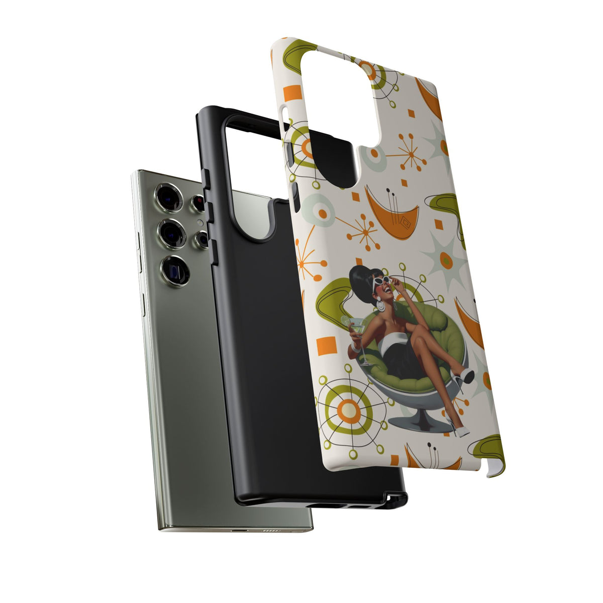 Mid Century Modern Atomic Starburst Mid Mod 60s Gal Retro Chic Tough Phone Case with Vintage Glamour Design