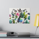 Cats And Plants, Crazy Cat Mom, Boho Plants, Funky Fun Colorful Office, Livingroom, Bedroom Atomic Cat Mid Century Modern Wall Art - Mid Century Modern Gal