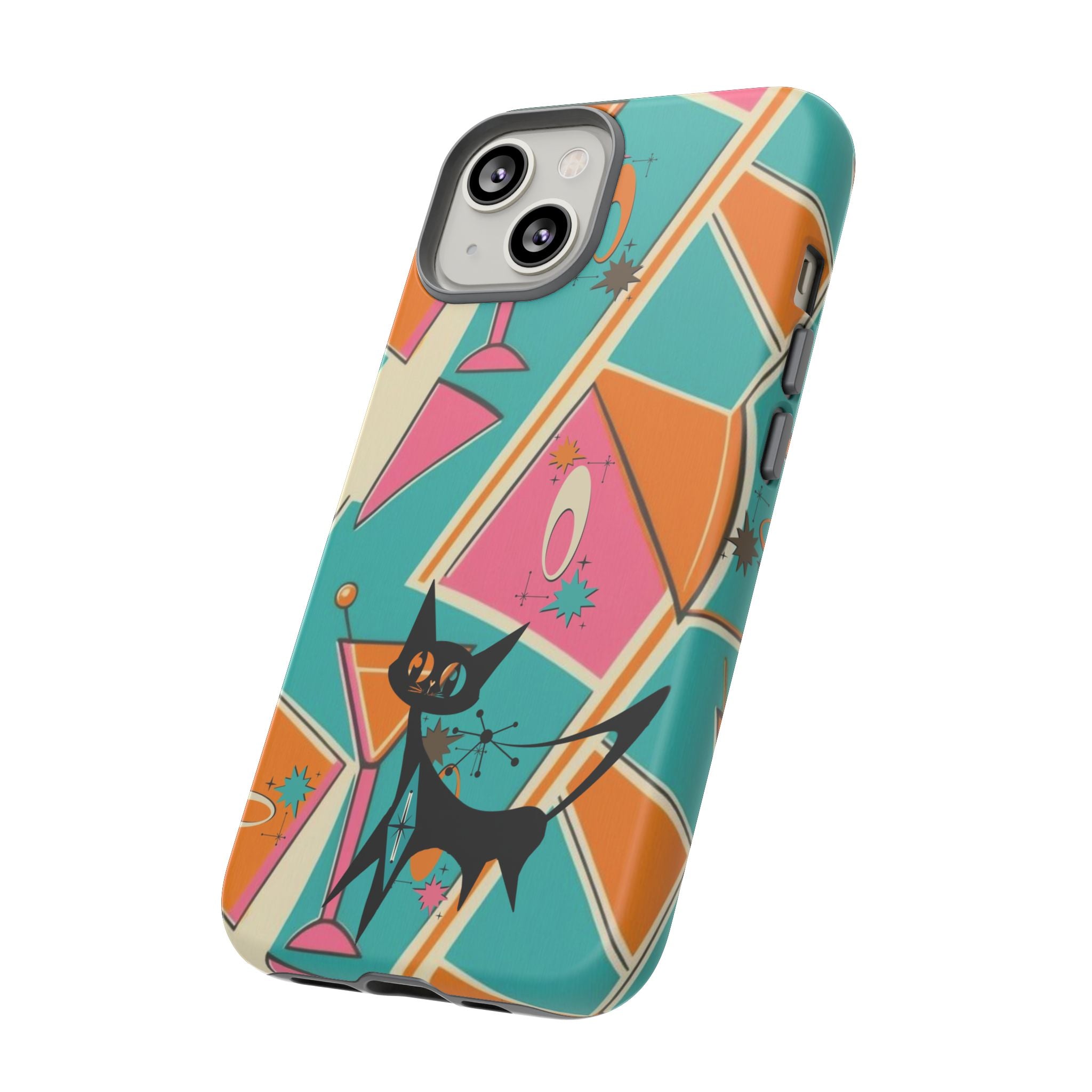 Atomic Cat Mid Mod Retro Cat Phone Case - Tough Cases for Stylish Cat Lovers