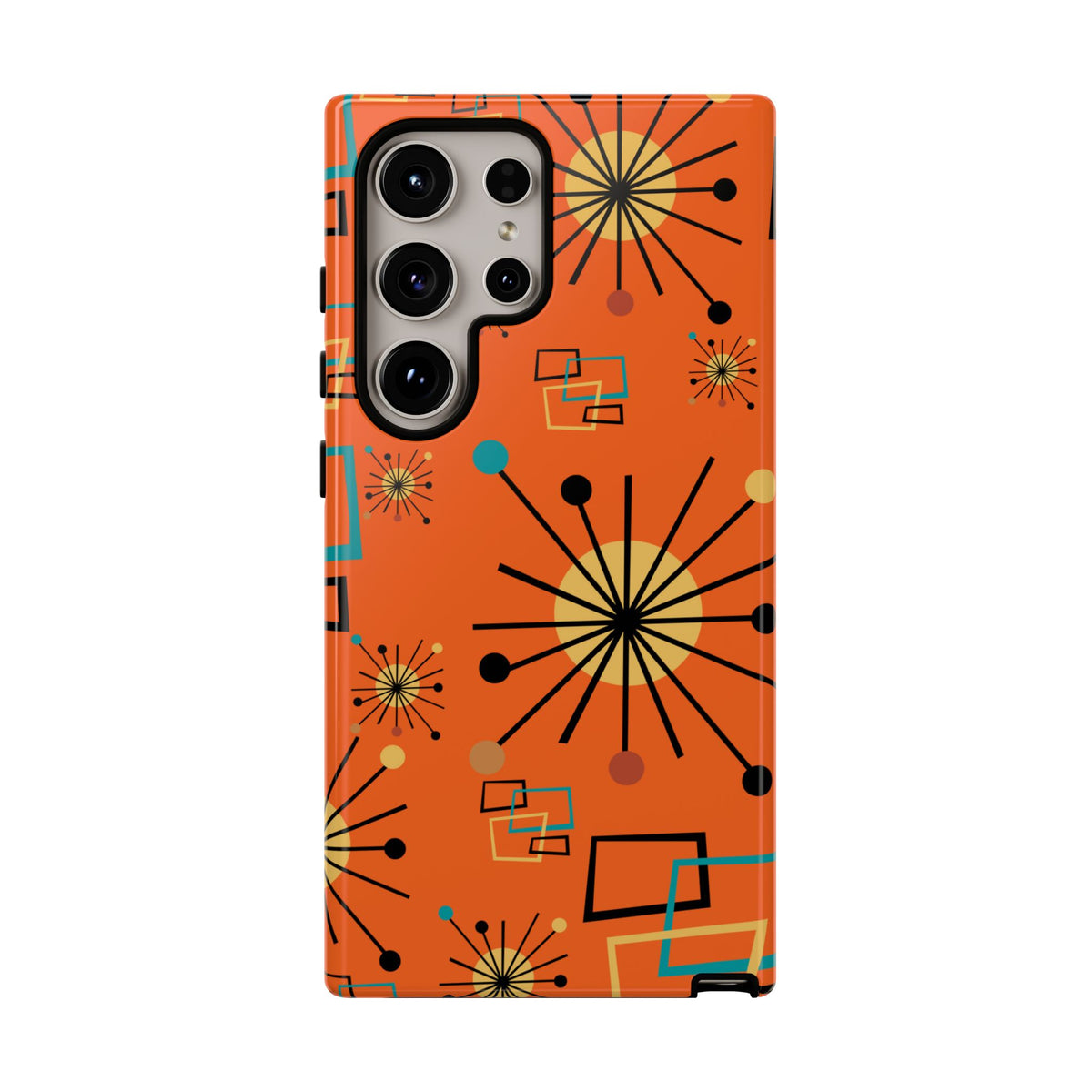 Mid Century Modern Sinatra Orange, Starburst, Geometric Funky Fun Tough Phone Case