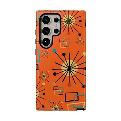 Mid Century Modern Sinatra Orange, Starburst, Geometric Funky Fun Tough Phone Case