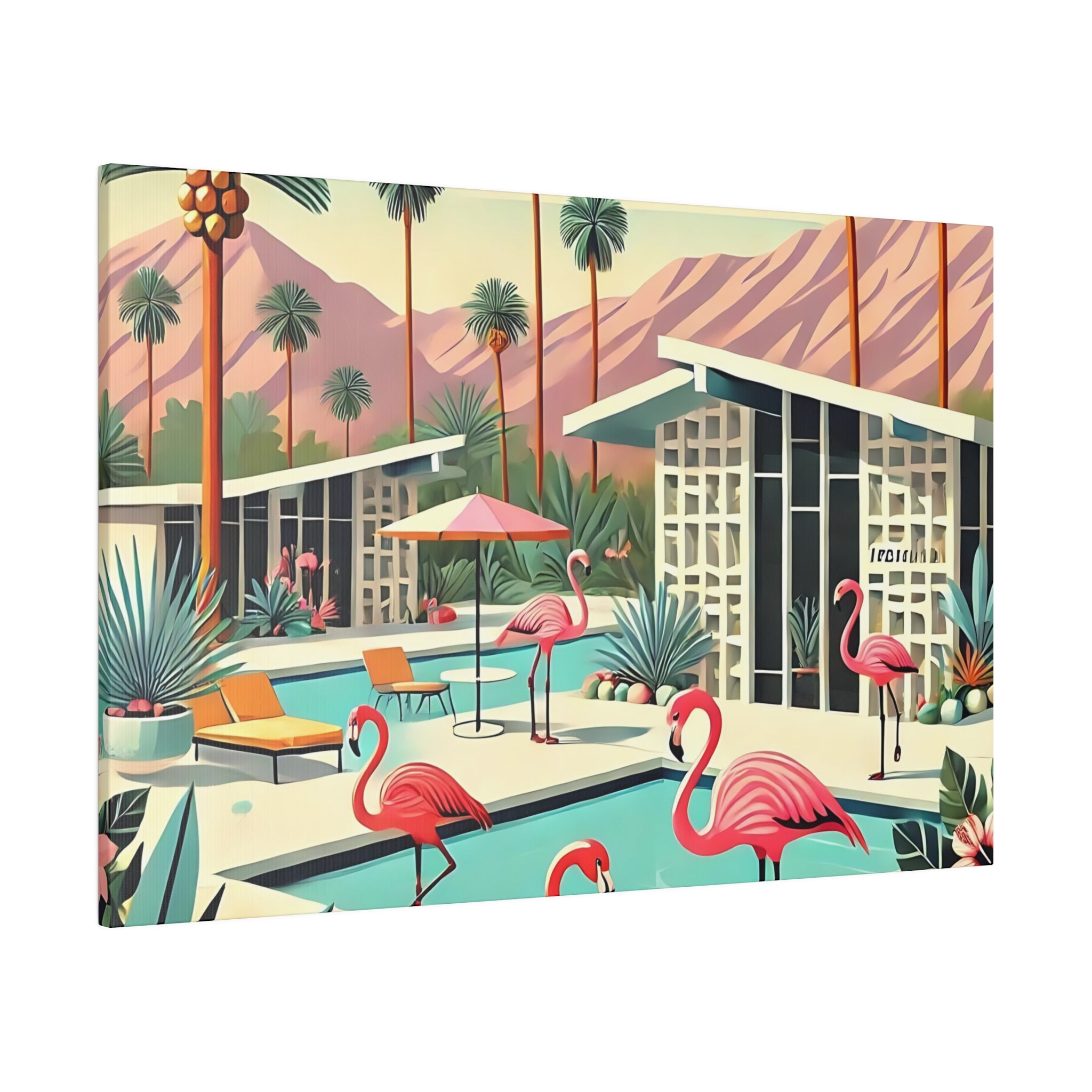 50s Mid Century Modern Wall Art, Palm Springs Flamingo Breeze Block MCM Art