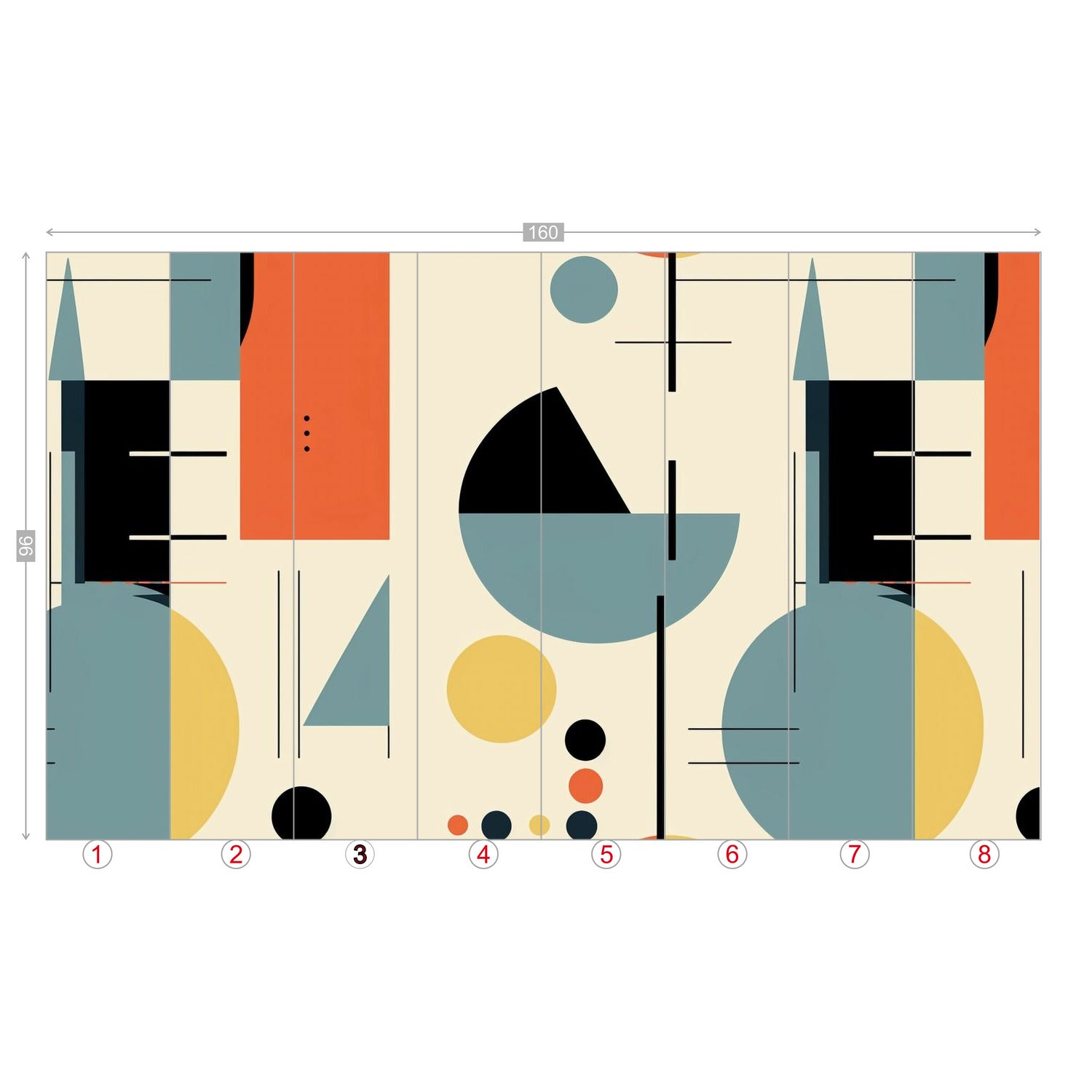 Mid Century Modern Bauhaus Geometric Designed Peel And Stick Wall Murals