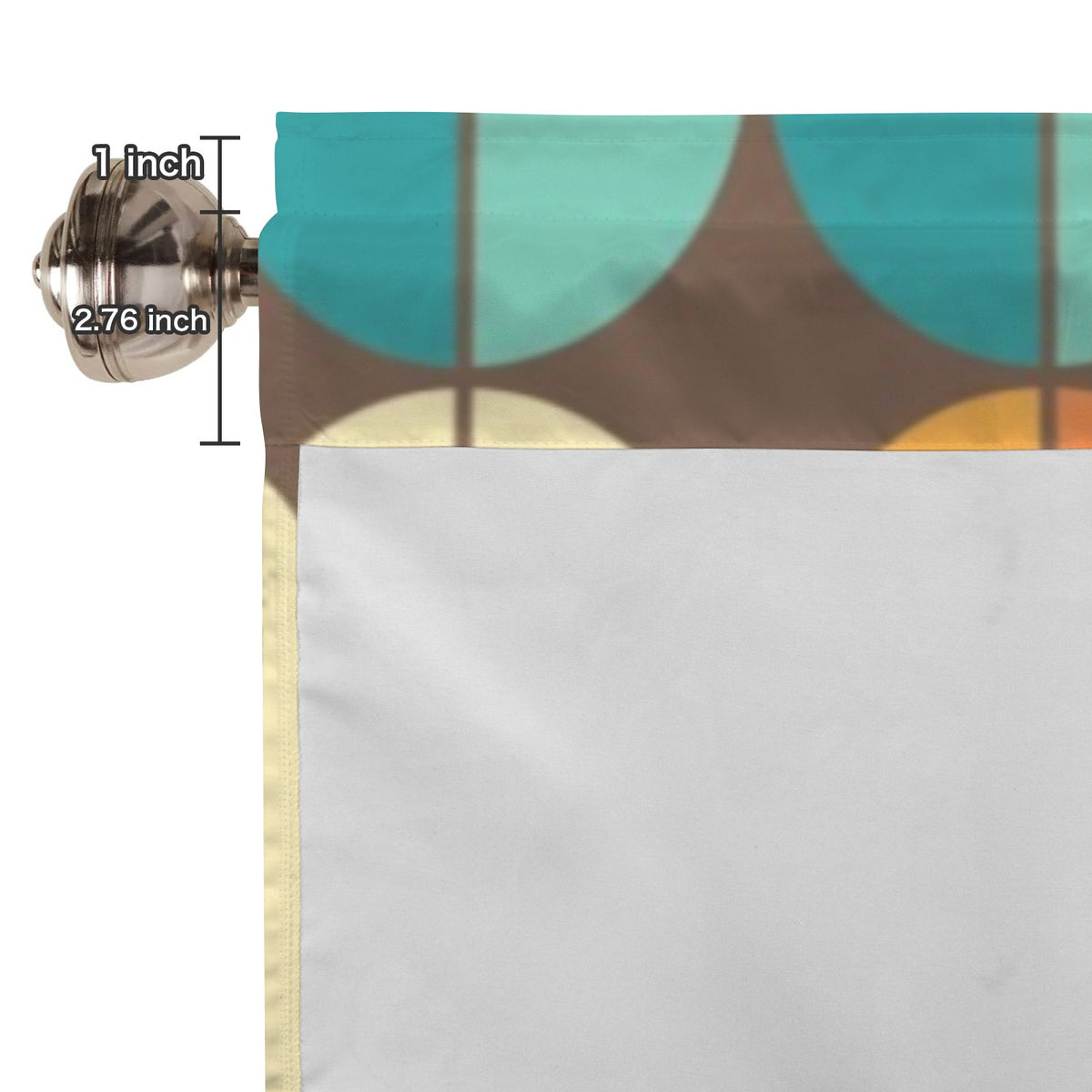 Mid Century Modern Orange Teal Geometric Retro Window Valance Curtain - Mid Century Modern Gal