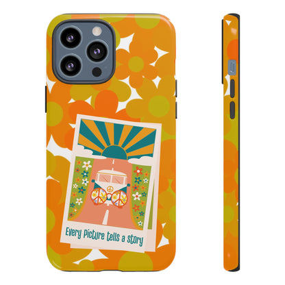 Retro Phone Case, Orange Flower Power, Polaroid Picture, Mod Smart Phone Tough Phone Cases