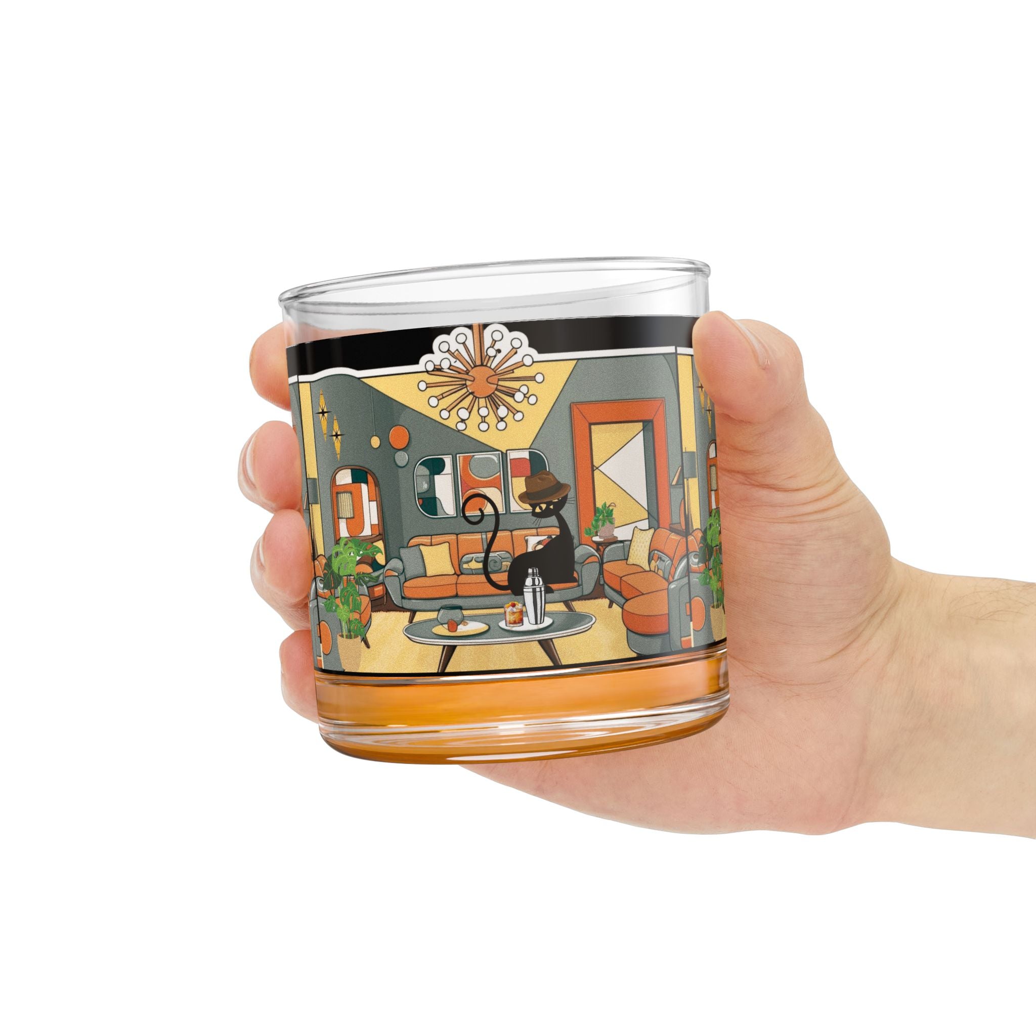 Mid Century Modern Barware Cool Cat Dude Bourbon Whiskey Glassware - Mid Century Modern Gal