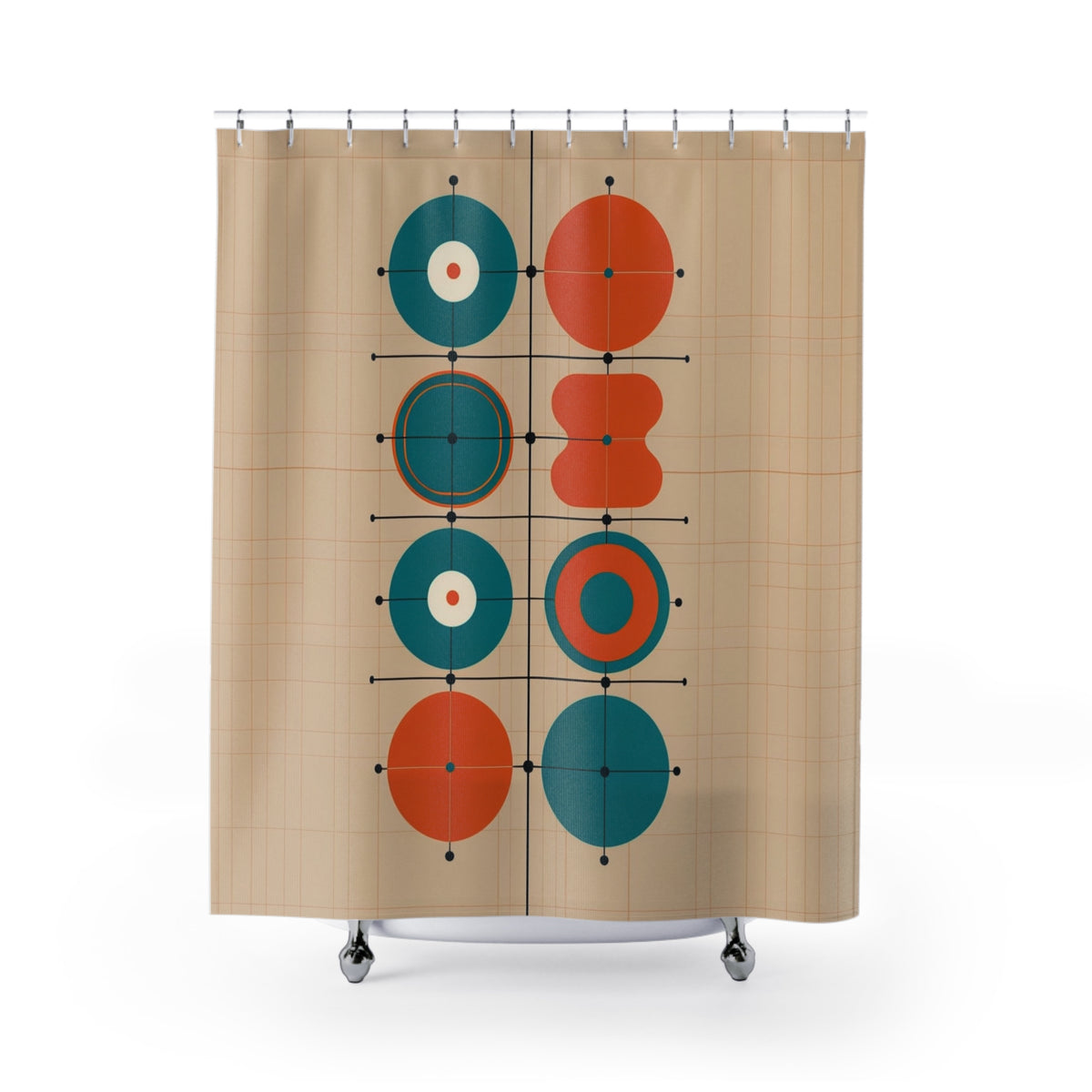 Mid-Century Modern Shower Curtain - Geometric Design for Stylish Bathrooms - Mid Century Modern Gal