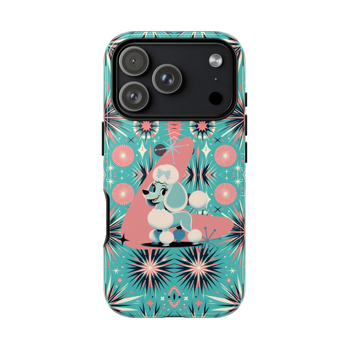 1950s Mid Century Modern Atomic Pink, Poodle Retro Smart Phone Tough Cases