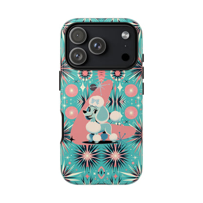 1950s Mid Century Modern Atomic Pink, Poodle Retro Smart Phone Tough Cases