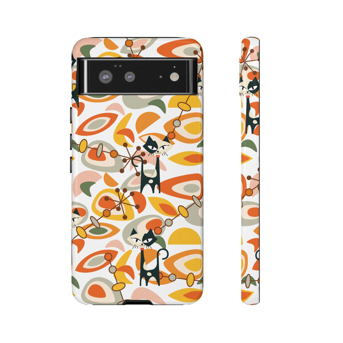 Atomic Cat Mid Mod Orange, Yellow, Groovy Cat Smart Phone Tough Cases