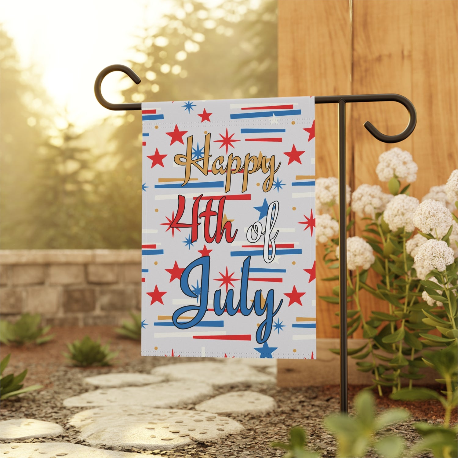 Mid Century Modern 4th of July Stars Garden Flag