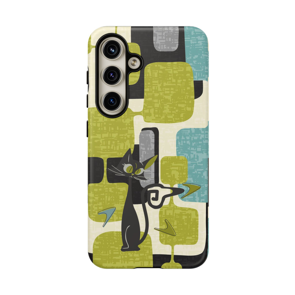 Mid Century Modern Geometric Kitschy Cat, Boomerang Retro Smart Phone Tough Cases