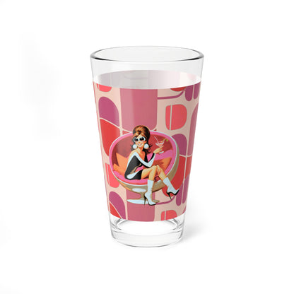 Mid Mod 60s Gal Retro Cocktail Mixing Glass - 16oz, Stylish Mid-Century Design - Mid Century Modern Gal