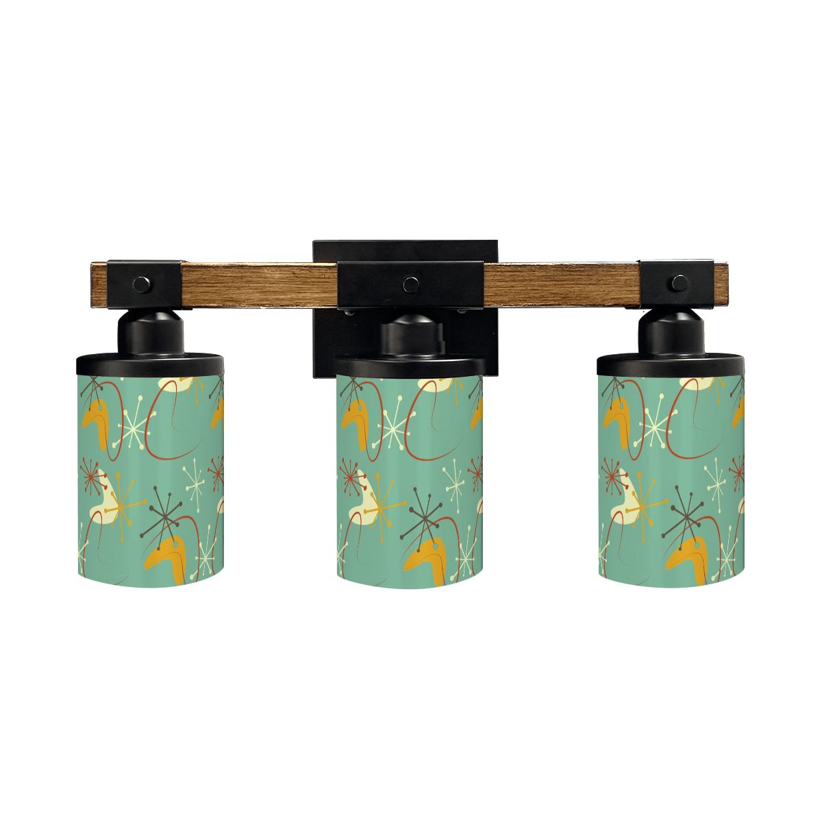 Mid Century Modern Atomic Boomerange Green, Mustard Yellow Mod Vanity Light Fixture - Mid Century Modern Gal