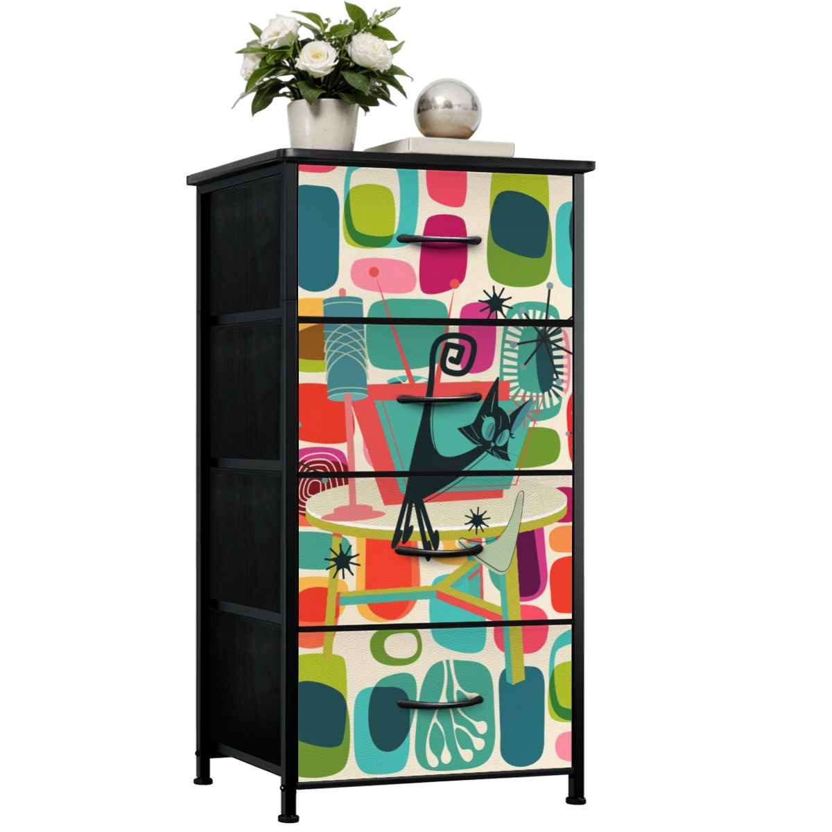 Mid Century Modern Atomic Cat Amoeba Designed 4-Drawer Dresser - Mid Century Modern Gal
