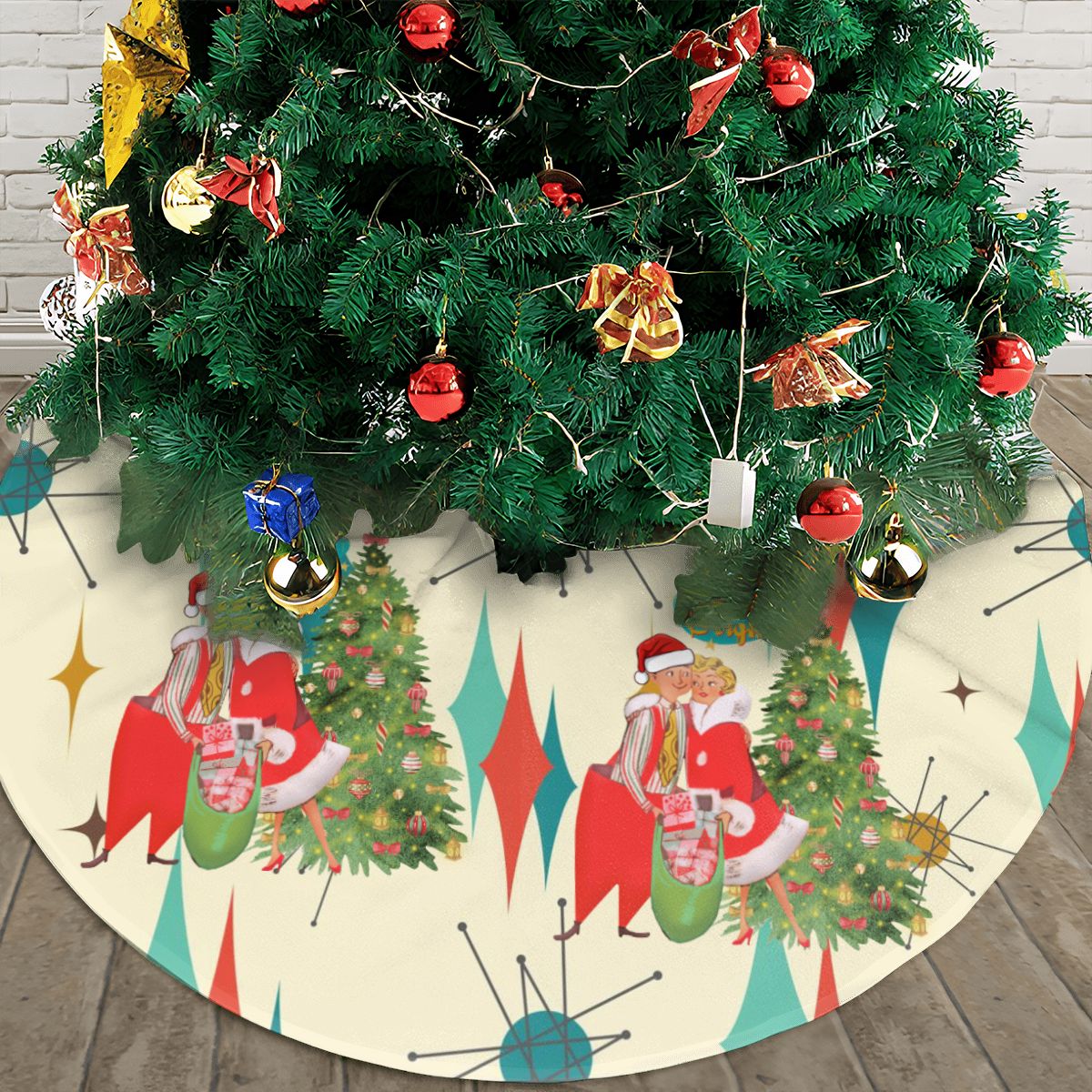 Mid Century Modern Kitschy Retro Vintage Christmas Tree Skirt - Mid Century Modern Gal