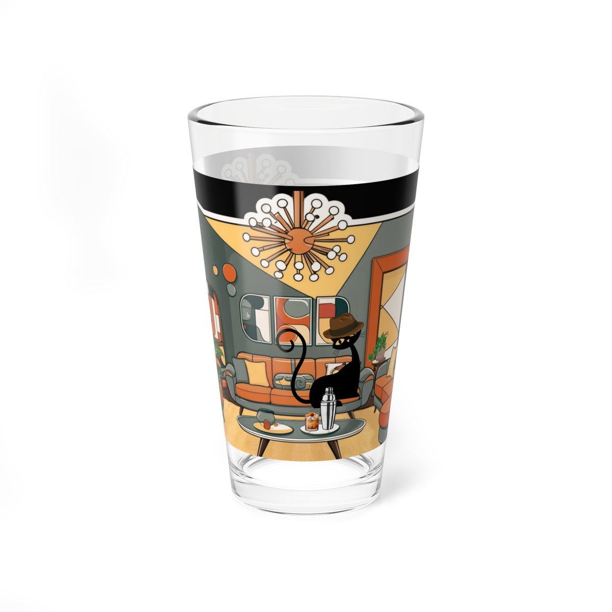 Mid Century Modern Dude, Retro Mod Drinking Mixing Glass For Cool Cats Only - Mid Century Modern Gal