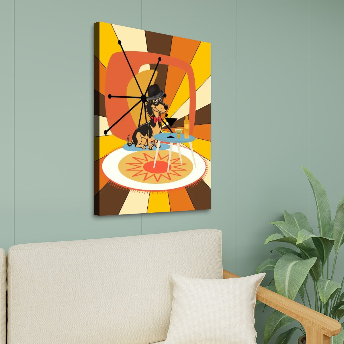 Dachshund Doxie Weiner Dog, Retro Mod Groovy Mid Century Modern Artwork - Mid Century Modern Gal