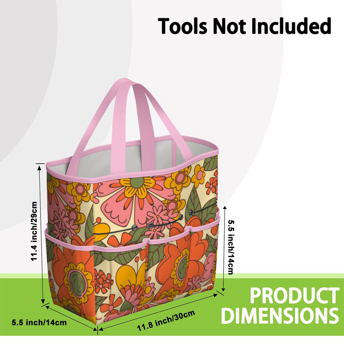70s Retro Revival Flower Power Groovy Floral Mid Mod Garden Tool Bag