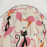 Atomic Cat, Whimsical Flamingos, Kitschy Mid Century Modern Shower Curtain - Stylish Bathroom Decor - Mid Century Modern Gal