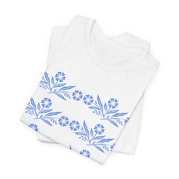 Vintage Corning Ware Inspired Blue Cornflower Retro Mod Tee