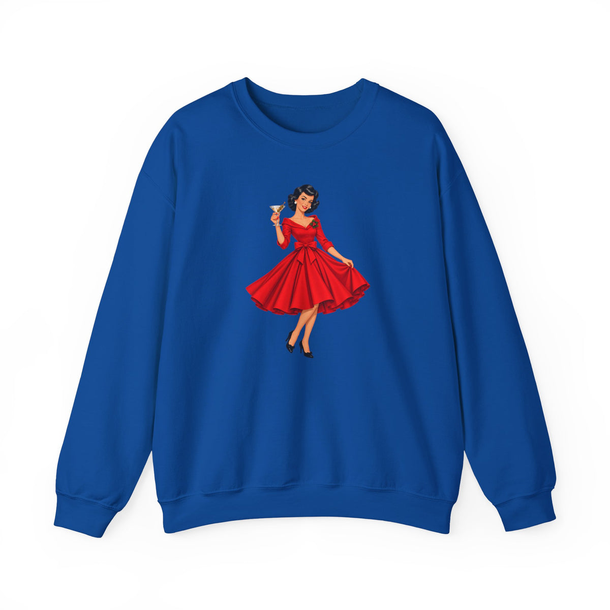 Mid Century Modern Christmas Martini Gal Unisex Heavy Blend™ Crewneck Sweatshirt - Mid Century Modern Gal