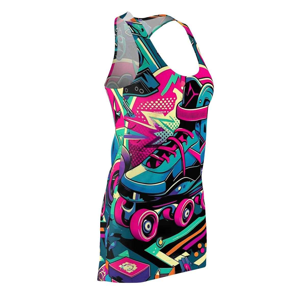80s 90s Rollerskate Racerback Retro Groovy Women's Dress - Mid Century Modern Gal