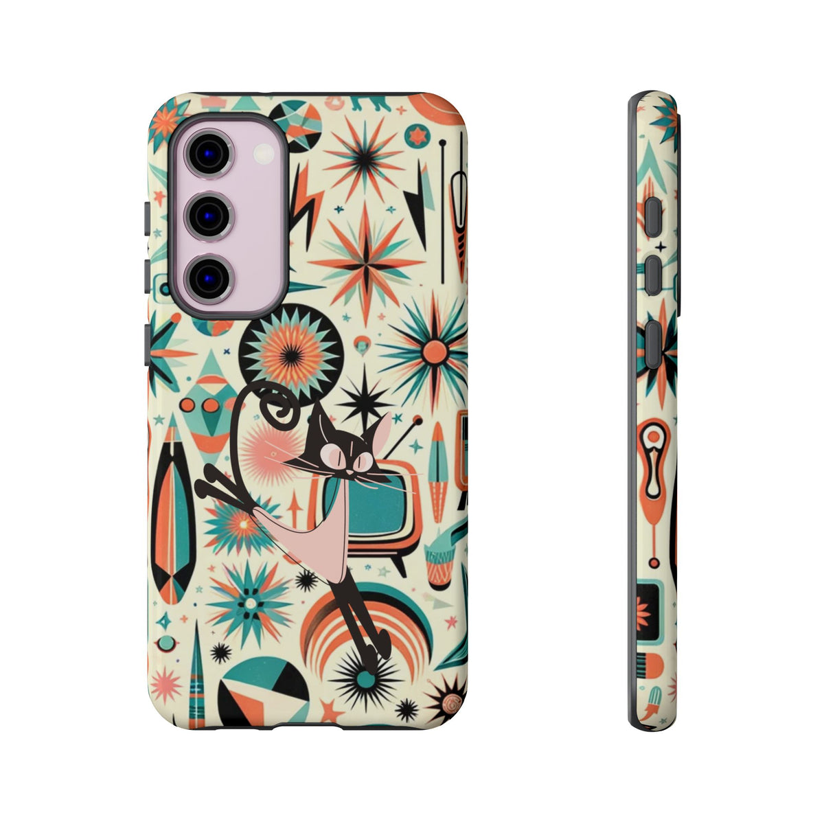Atomic Kitty Boomerang Space Kitty Mid Century Modern Samsung, Smart Phone, Tough Cases - Mid Century Modern Gal