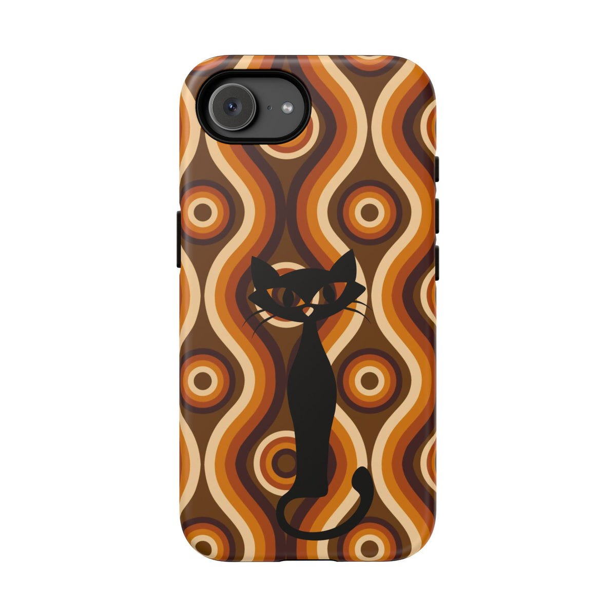 Retro Phone Case, Groovy Brown, Atomic Kitsch Cat Tough Smart Phone Cases