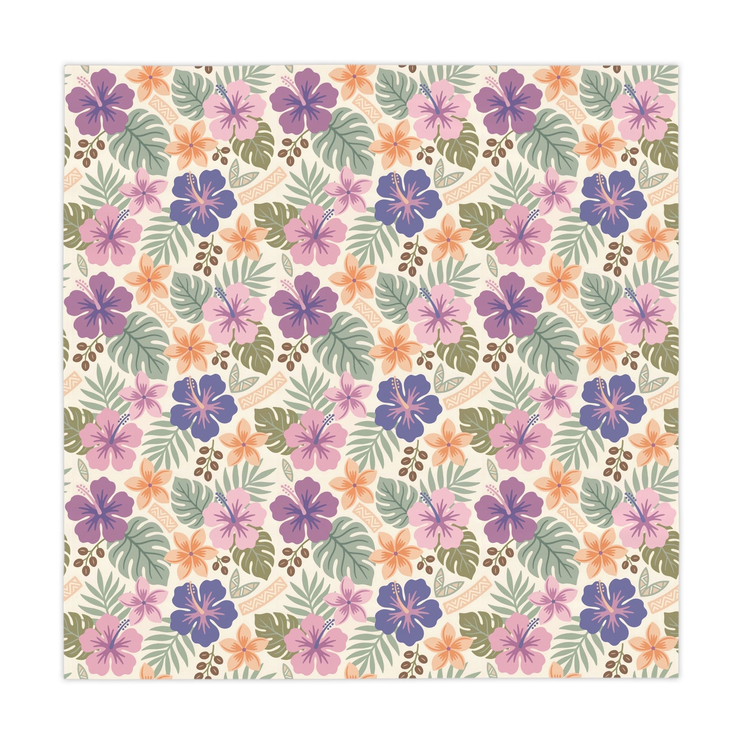 Retro Tropical Tiki Summer, Hawaiian Hibiscus Purple Tablecloth - Mid Century Modern Gal