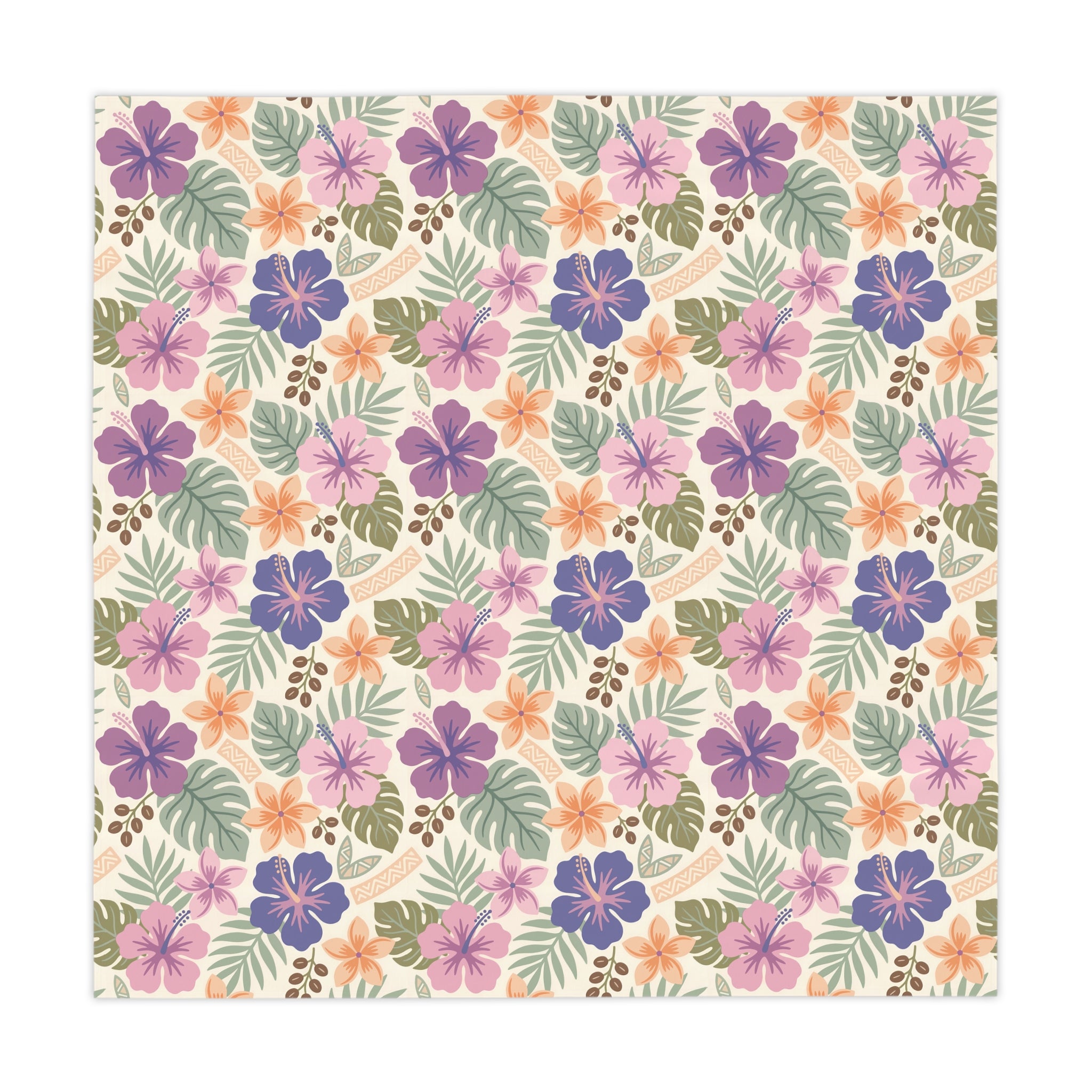 Retro Tropical Tiki Summer, Hawaiian Hibiscus Purple Tablecloth - Mid Century Modern Gal