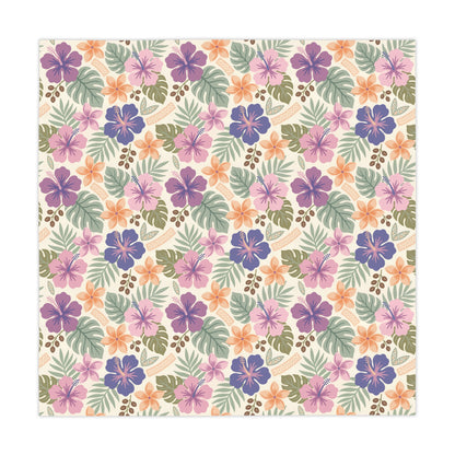 Retro Tropical Tiki Summer, Hawaiian Hibiscus Purple Tablecloth - Mid Century Modern Gal