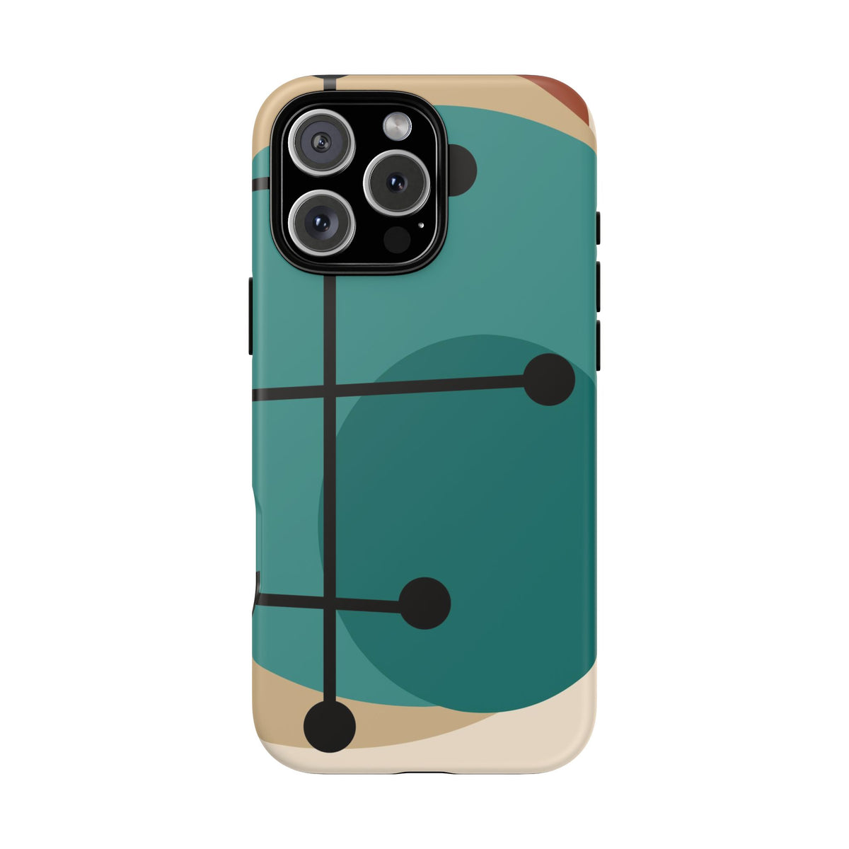 Mid Century Mod, Geometric, Retro Beige Teal Blue, Smart Phones Tough Phone Cases